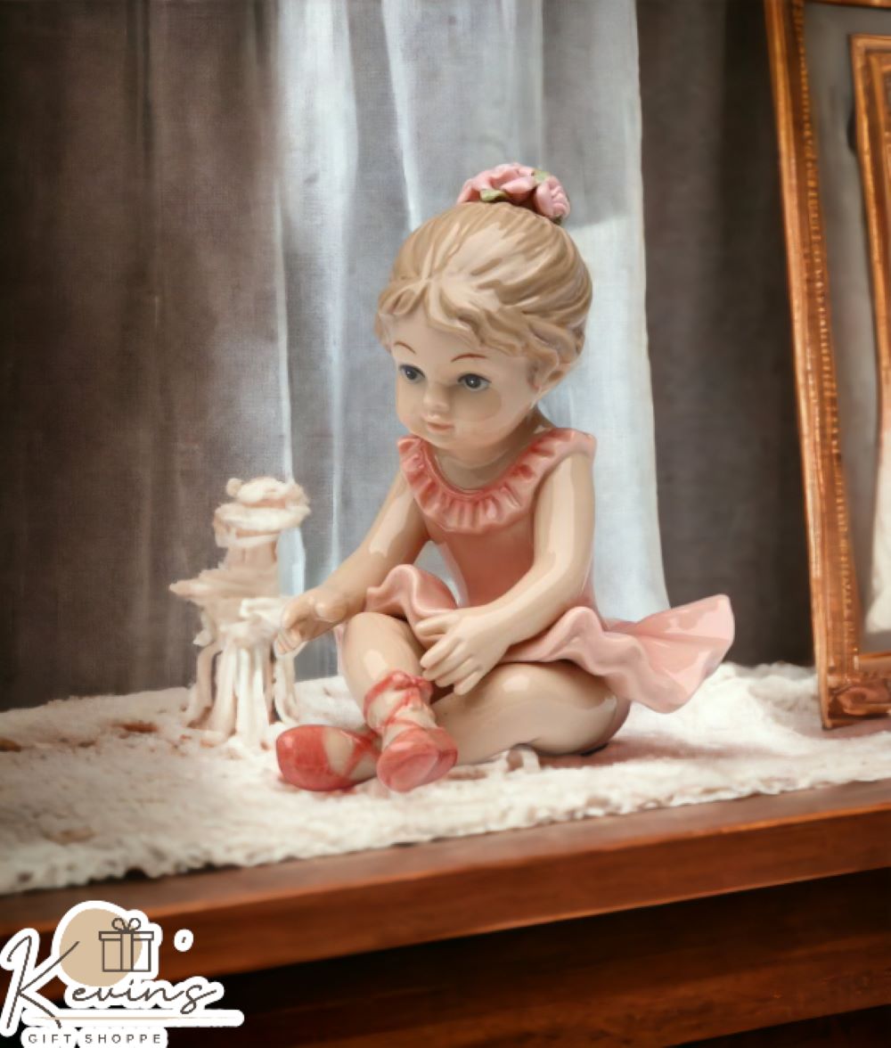 Ceramic Ballerina Girl Sitting Down Figurine, Home Décor, Gift for Her, Gift for Daughter, Gift for Ballerina Dancer