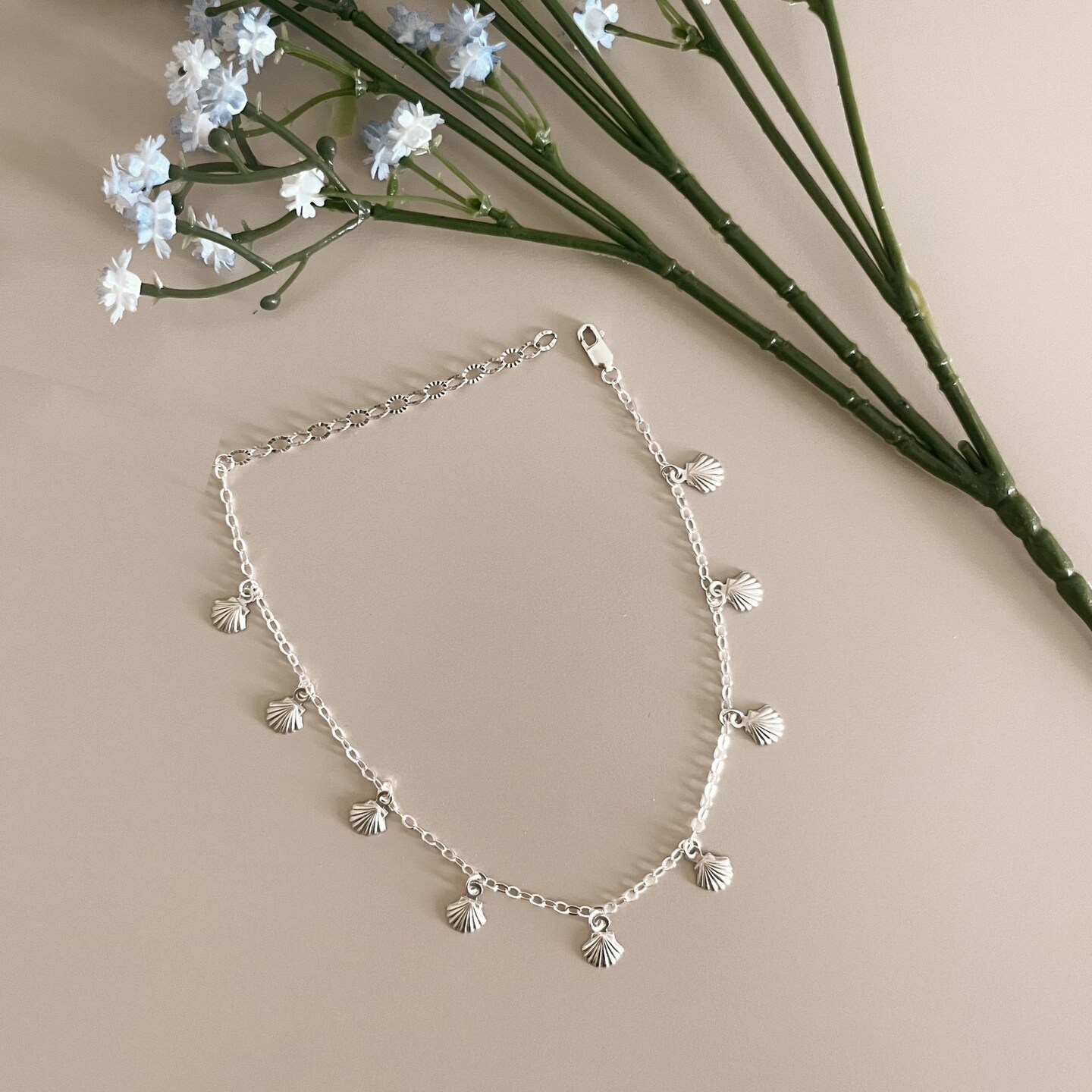 Silver Payal Design Sterling Ankle Bracelet Sterling Silver Leaf