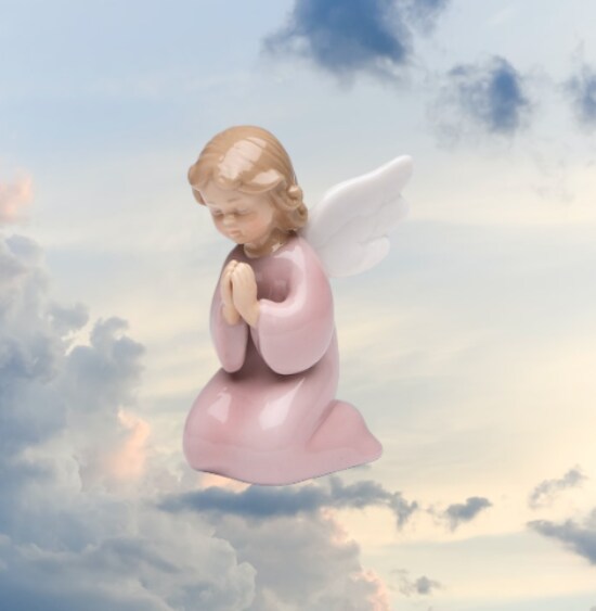 Ceramic Praying Angel Girl with Wings Figurine, Home Décor, Religious Décor, Religious Gift, Church Décor, Baptism Gift