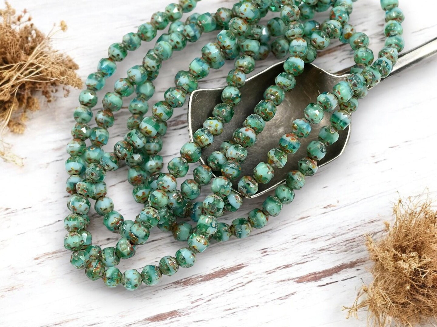 *40* 4mm Blended Turquoise Picasso Fire Polished Cathedral Beads