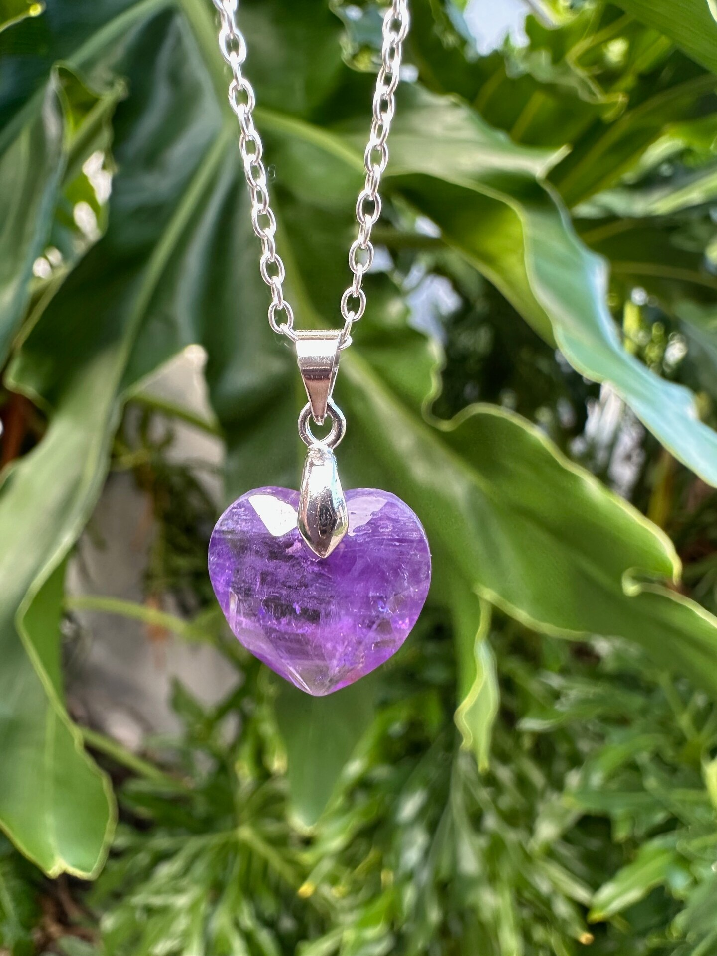 Dainty Amethyst Heart Pendant Necklace Faceted | MakerPlace by