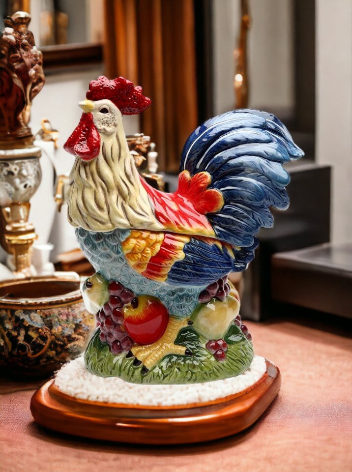 Ceramic Colorful Rooster Cookie Jar, Home Décor, Gift for Her, Gift for Mom, Kitchen Décor, Farmhouse Decor, Fall Decor
