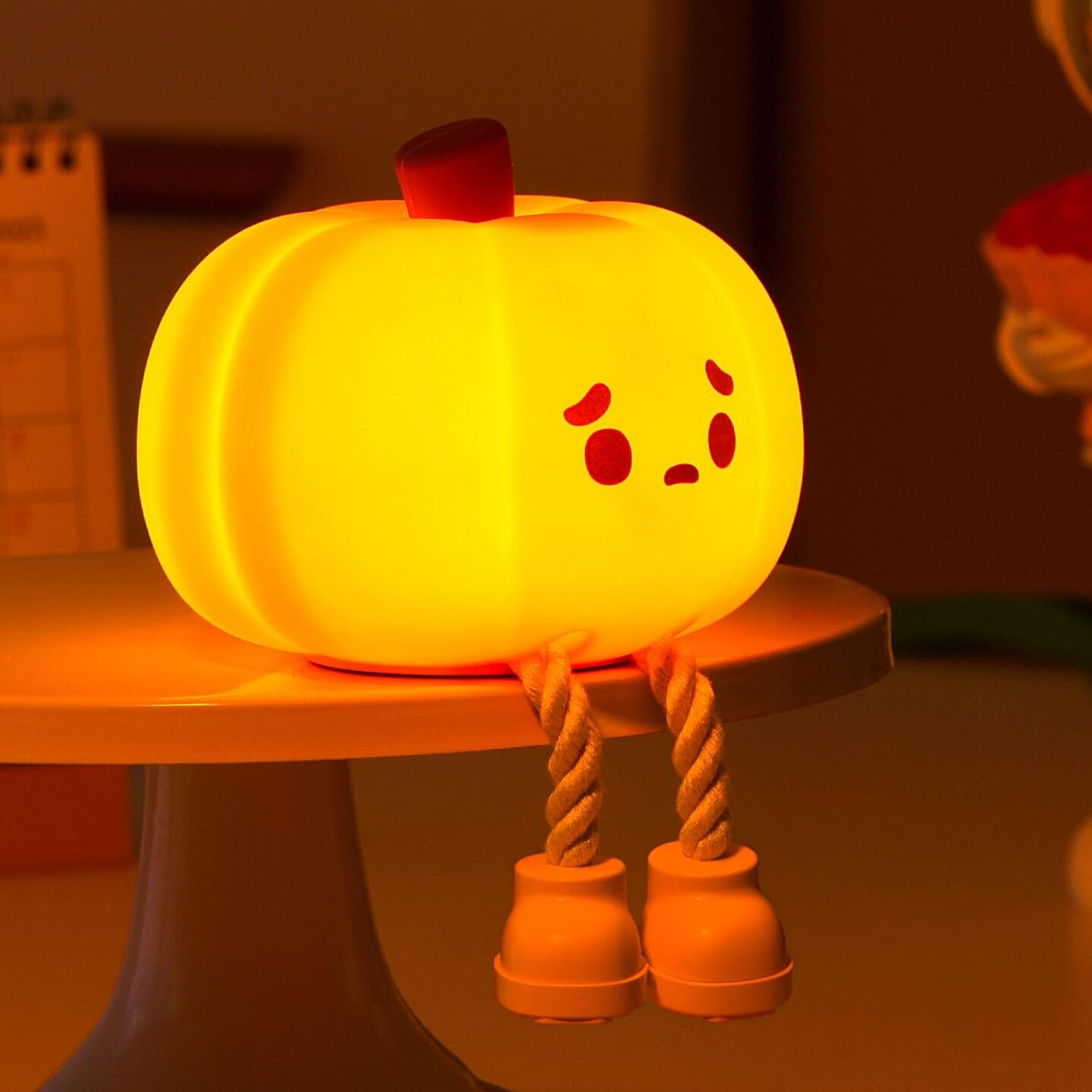 Cute Silicone Pumpkin Night Light – Rechargeable, Dimmable, and Fun for Fall Decor