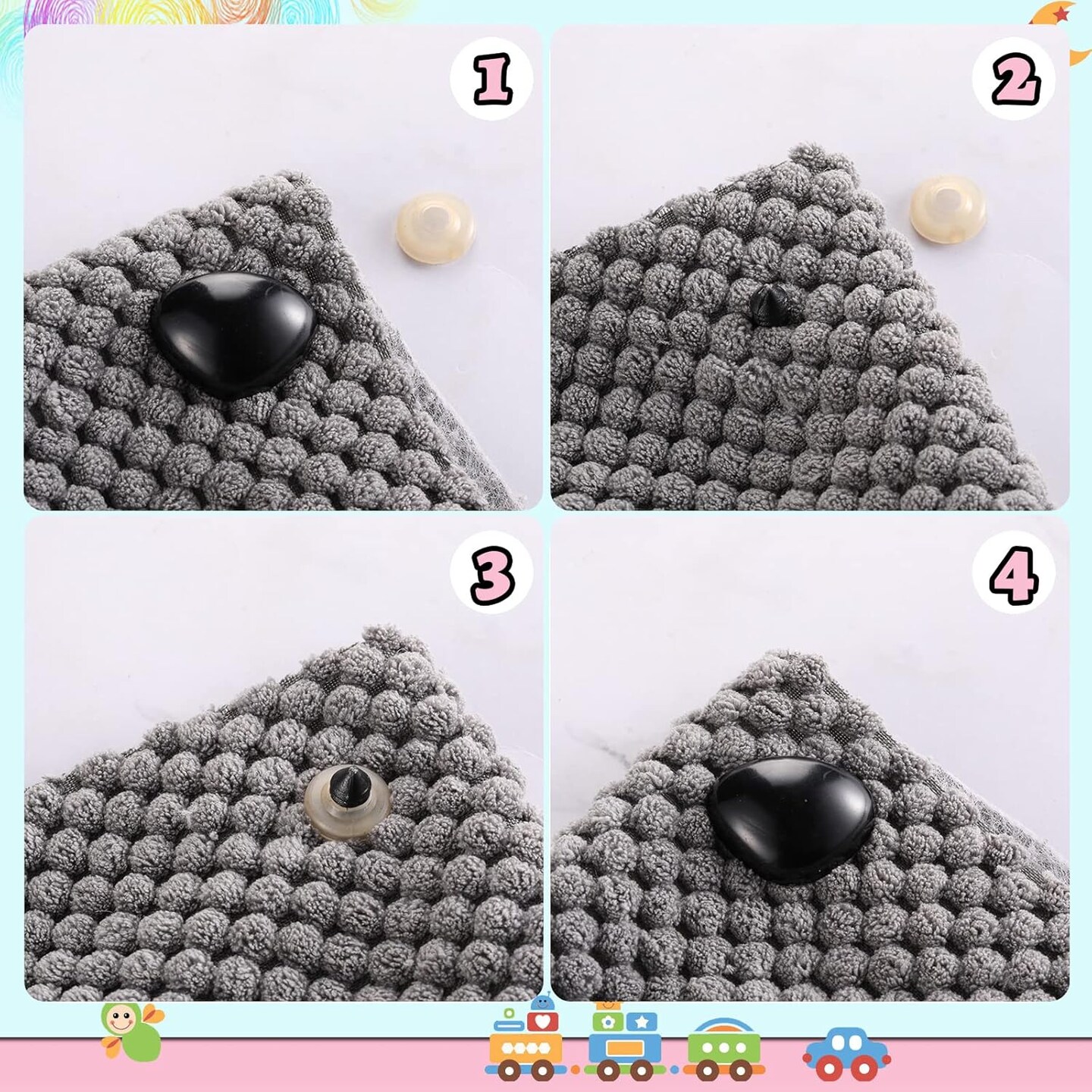 360 Pcs Large Plastic Safety Eyes and Noses 12-30mm