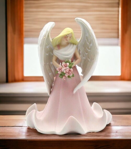 Ceramic Guardian Angel Figurine, Home Décor, Religious Décor, Religious Gift, Church Décor, Baptism Gift