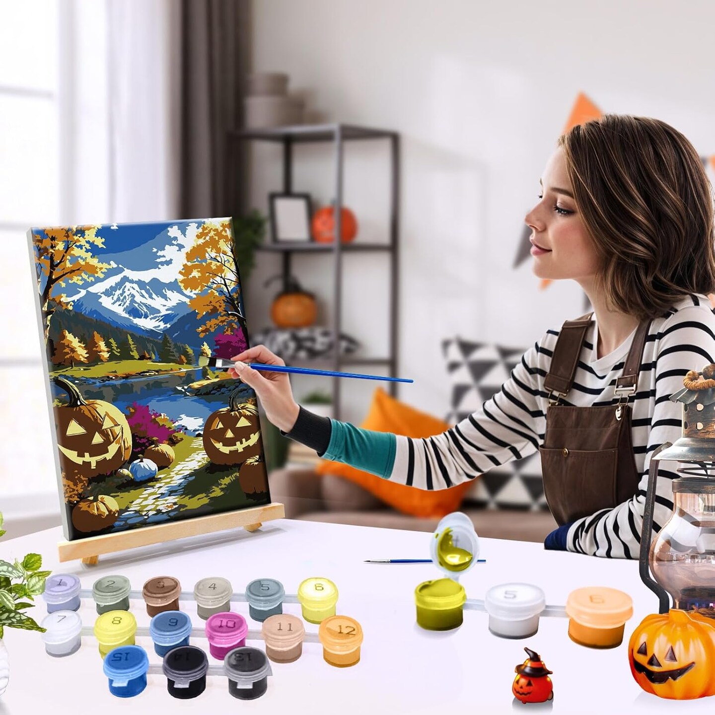 Paint by Numbers Kit for Adults with Frame Halloween