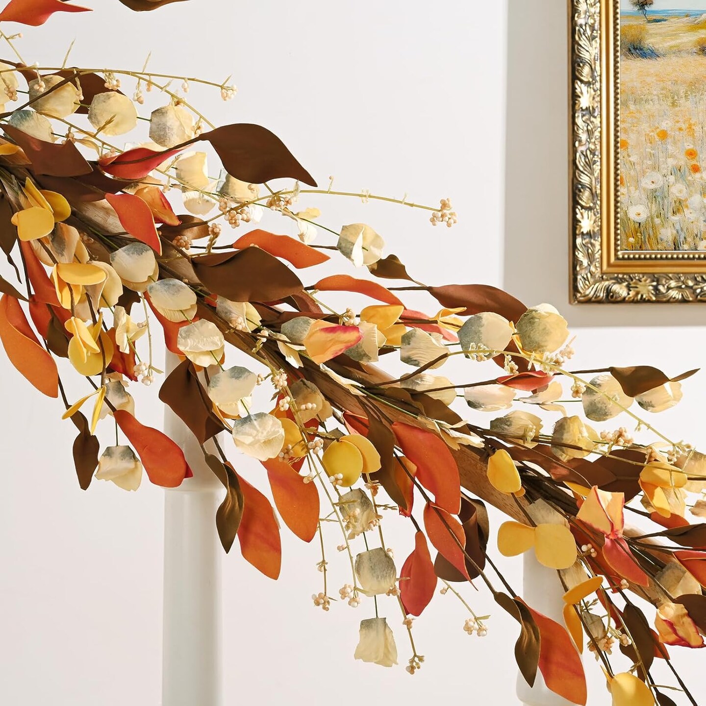 6FT Autumn Eucalyptus Leaves Lighted Garland