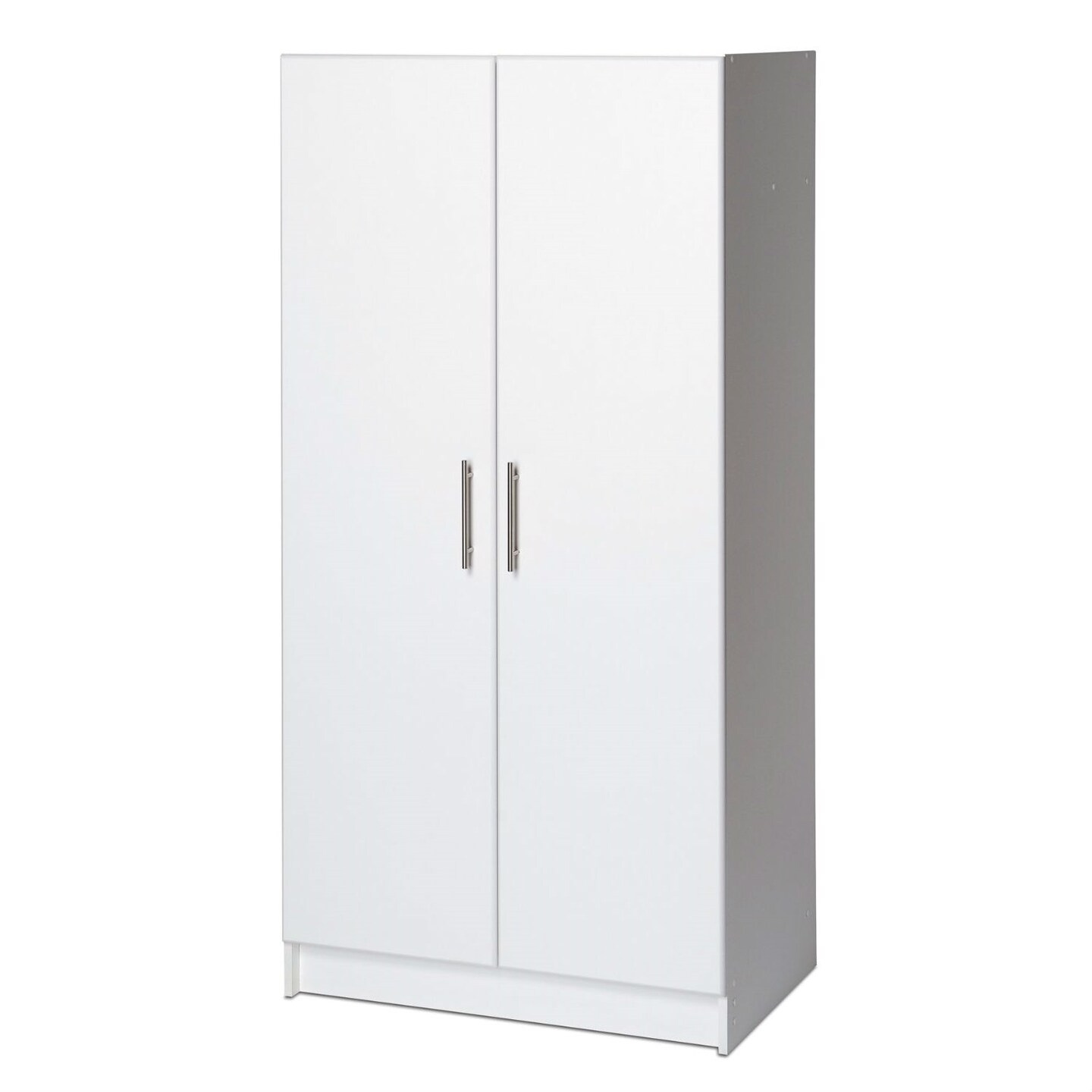 White Deep Storage Cabinet with Adjustable Shelves Durable Melamine Doors for Garage Utility
