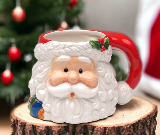 Ceramic Christmas Santa Claus Mug, Home D&#xE9;cor, Gift for Her, Gift for Mom, Kitchen D&#xE9;cor, Christmas D&#xE9;cor