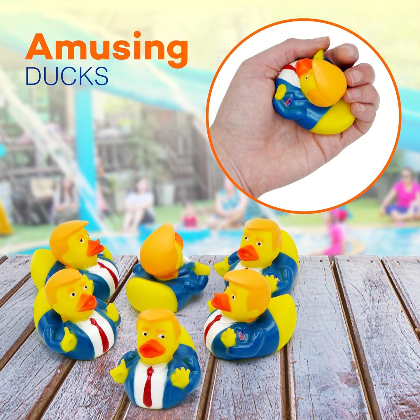 12 Donald Rubber Ducks Bulk, 12 Pack, Small 2.3 Inch, Funny Rubber Duckies for Jeep Ducking, 2025 Gifts, Bath Tub Toys, Christmas White Elephant Gift for Adults