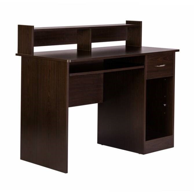 Espresso Wood Contemporary Home Office Computer Desk with Hutch and Storage Drawer