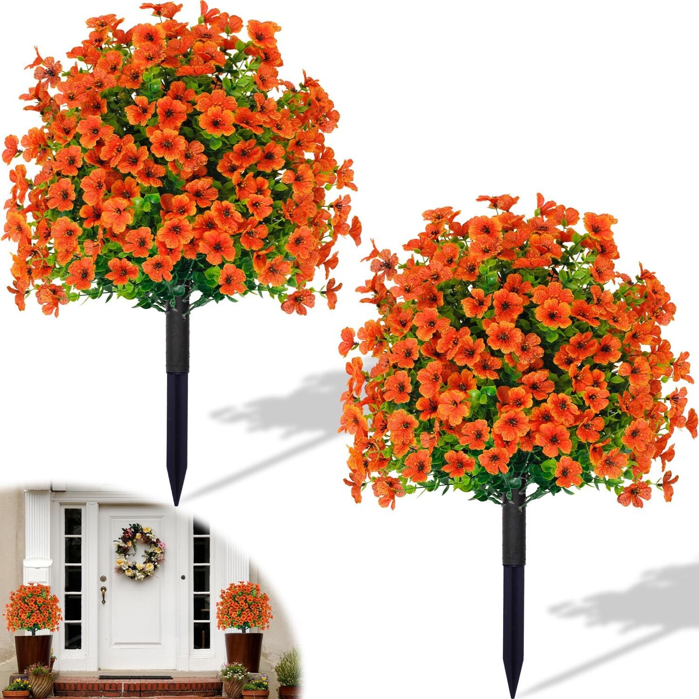 2-Pack 22 Inch Fall Outdoor Artificial Plants with Stake