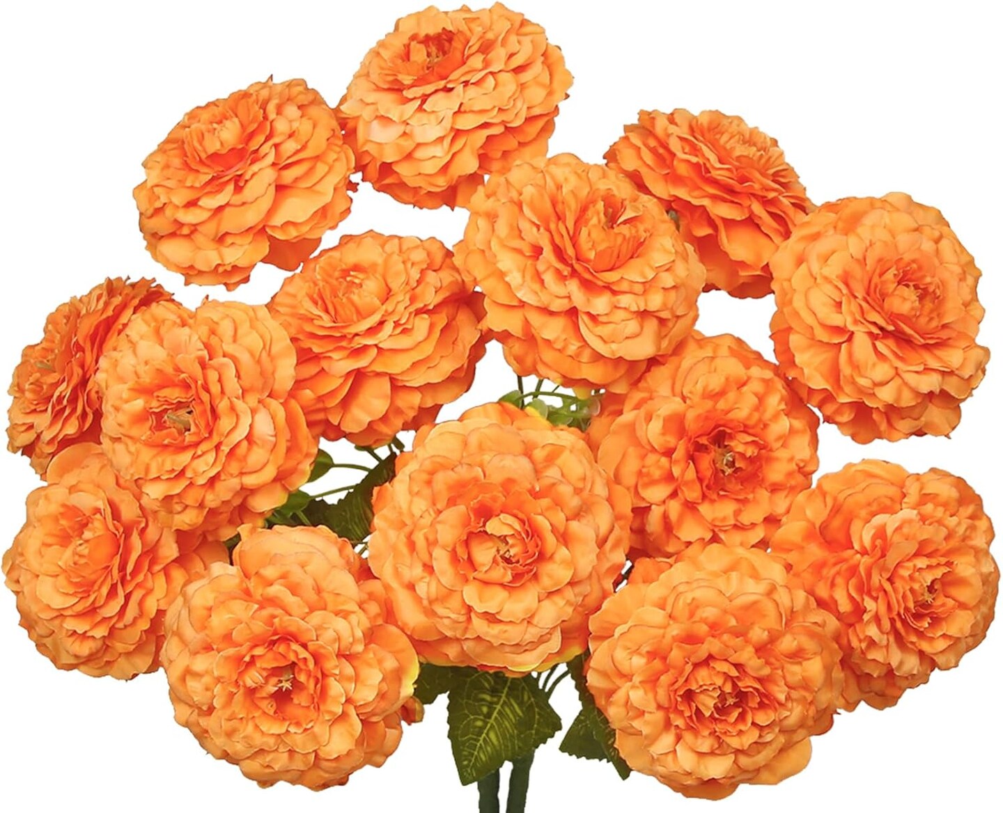 2 Pcs Artificial Zinnias Flowers with Stems - Orange