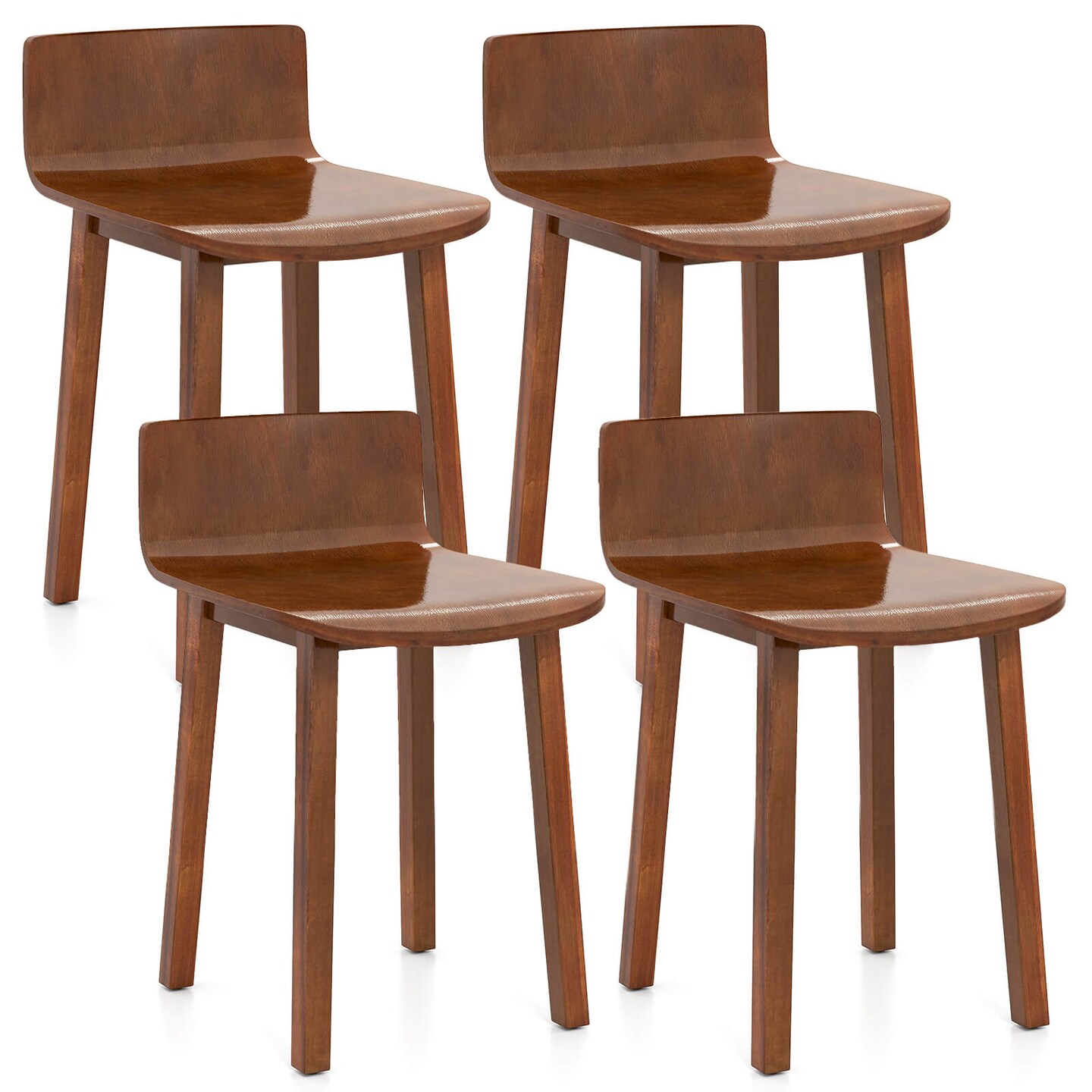 Costway Dining Chairs Set of 2/4 with Acacia Wood Legs Curved Seat & Low Back for Home