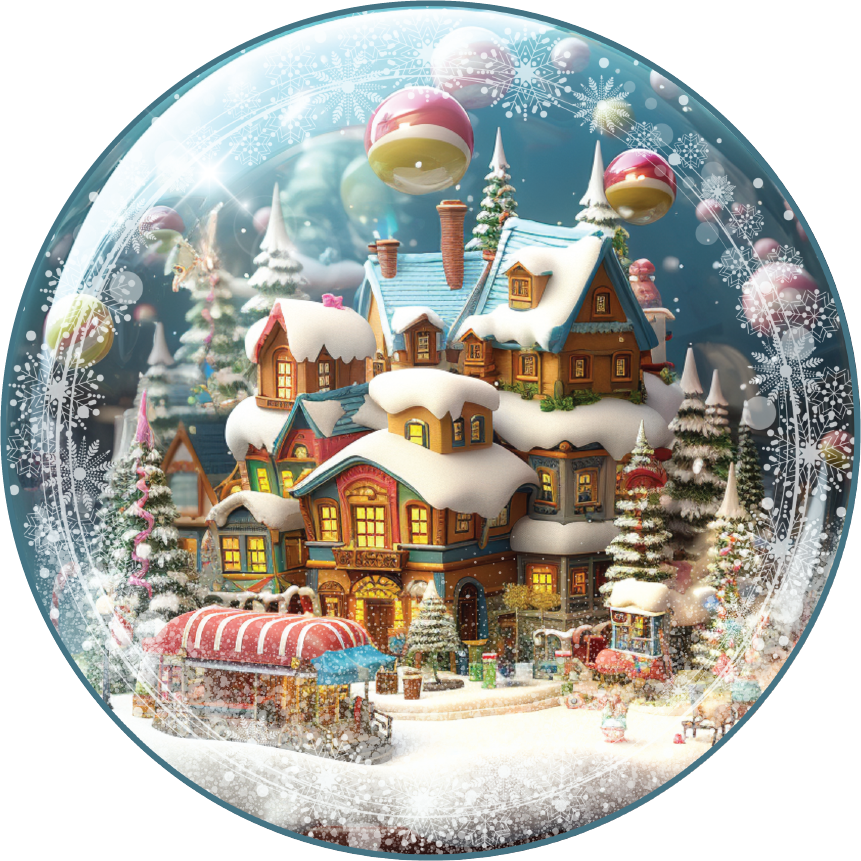 Candy Gingerbread Town Snow Globe Sign