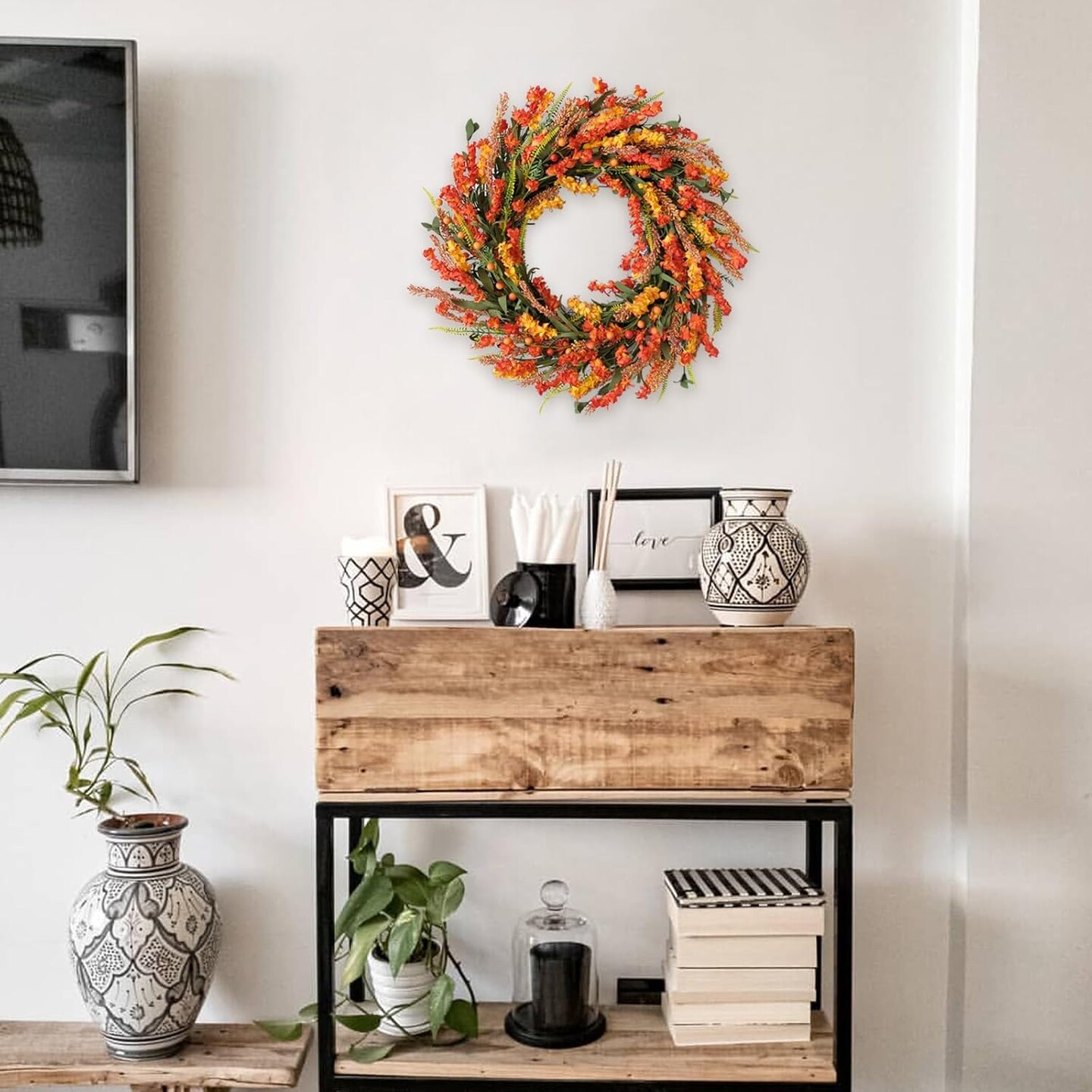 22 Inch Fall Flower Wreath