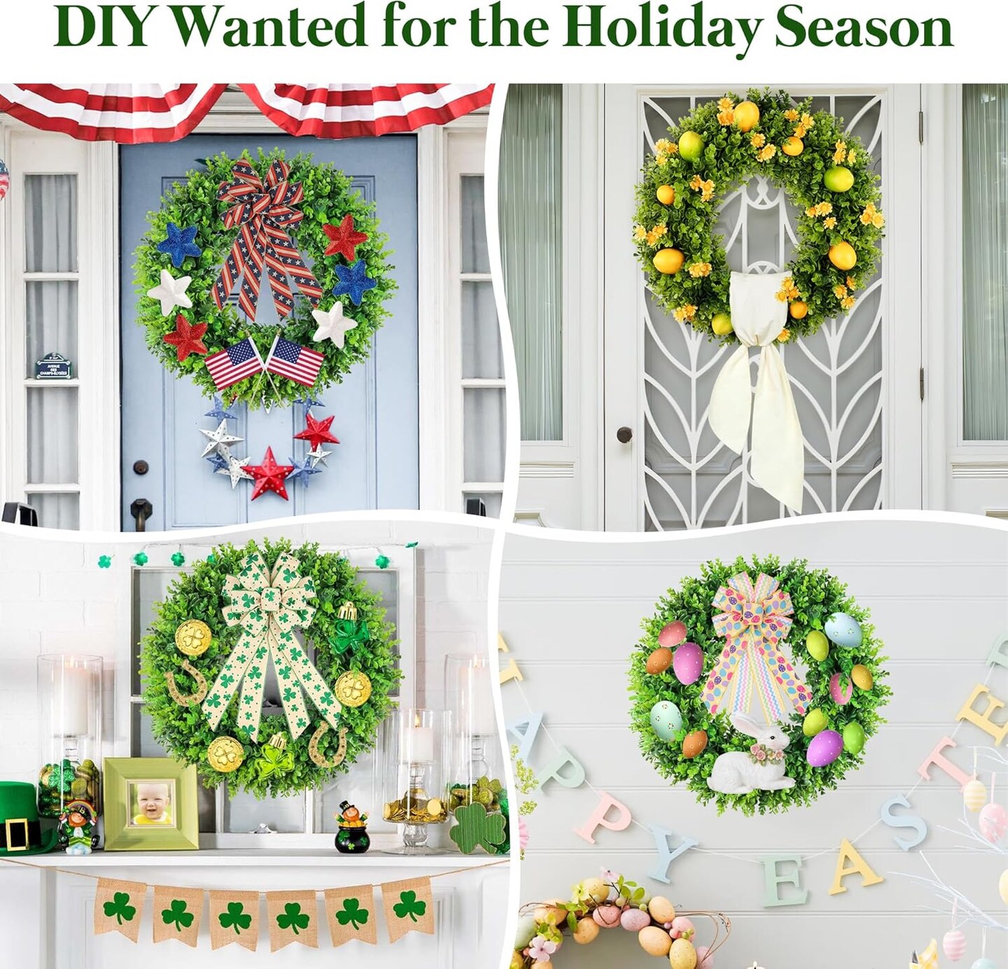 20&#x27;&#x27; Artificial Boxwood Spring Wreath - Green