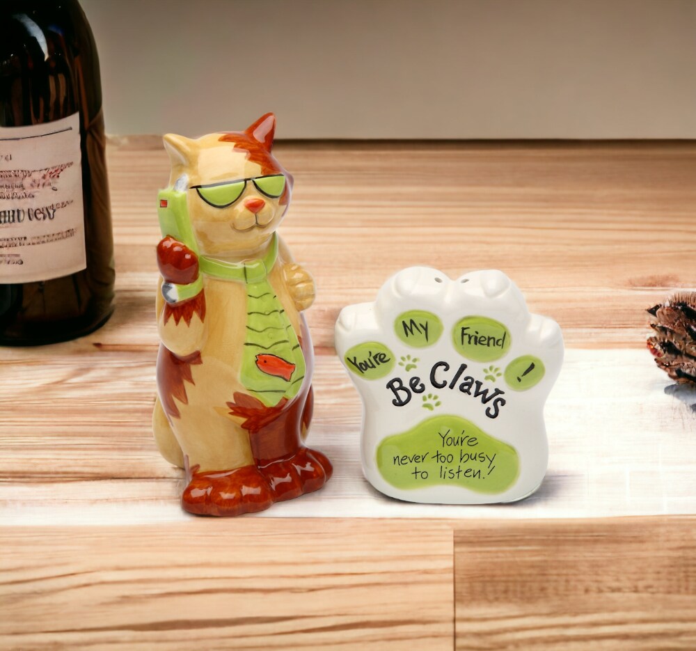 You're Never Too Busy To Listen Ceramic Cat Salt & Pepper, Gift for Her, Gift for Mom, Kitchen Décor, Cat Lovers Gift, Pet Loss Gift