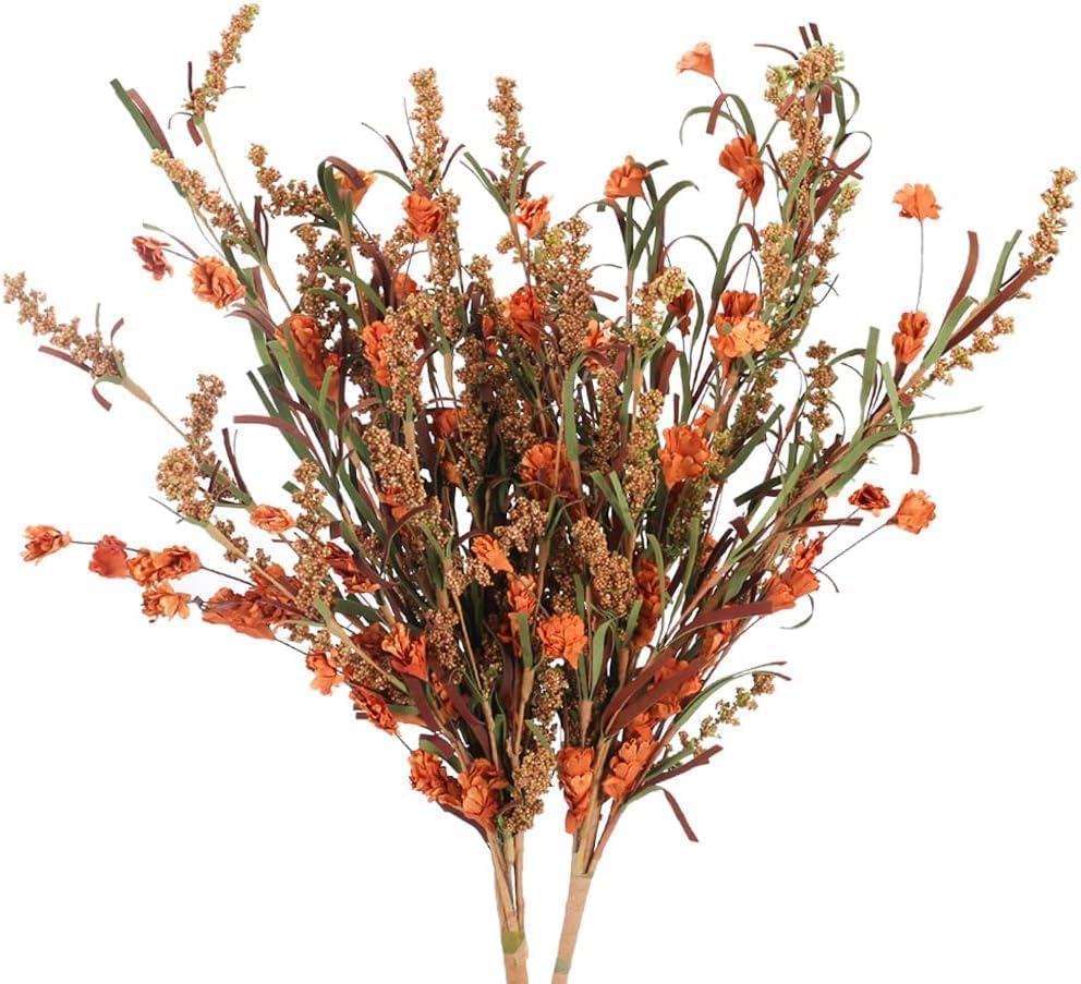 2 Bundles Artificial Fall Flowers Stem