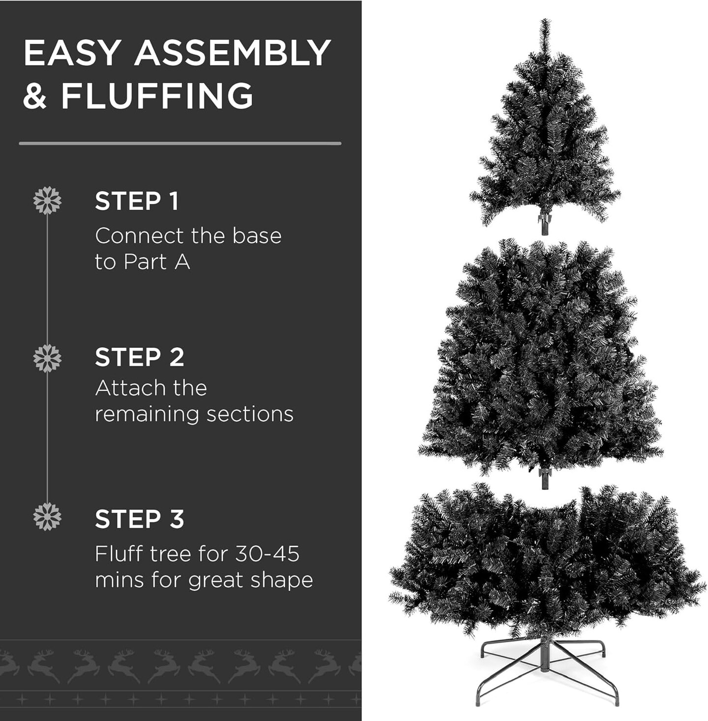 Artificial Christmas Tree Hinged Pine with 250 Lights, 1,000 Tips &#x26; Foldable Base Pre-Lit Outdoor Holiday Decor