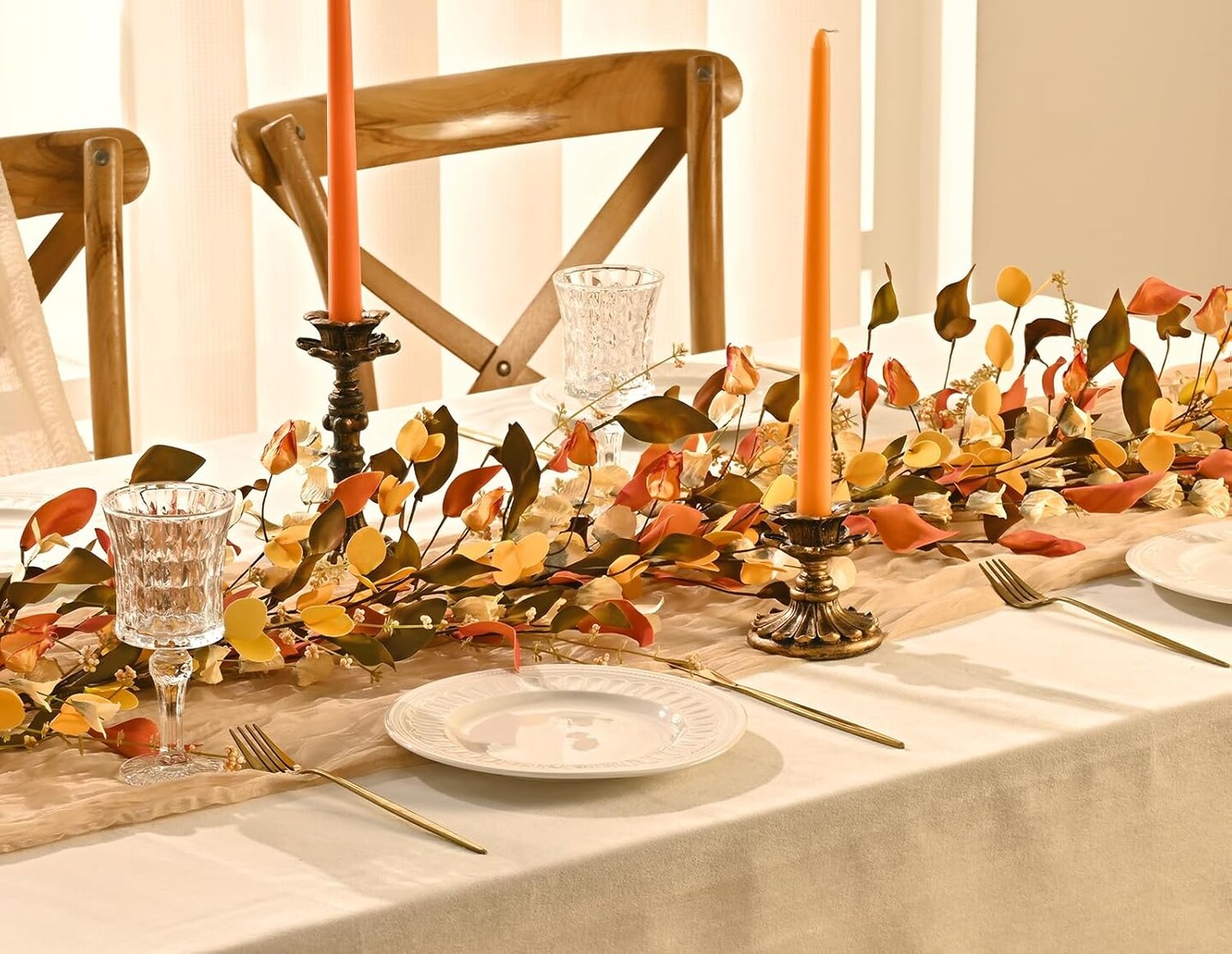 6FT Autumn Eucalyptus Leaves Lighted Garland