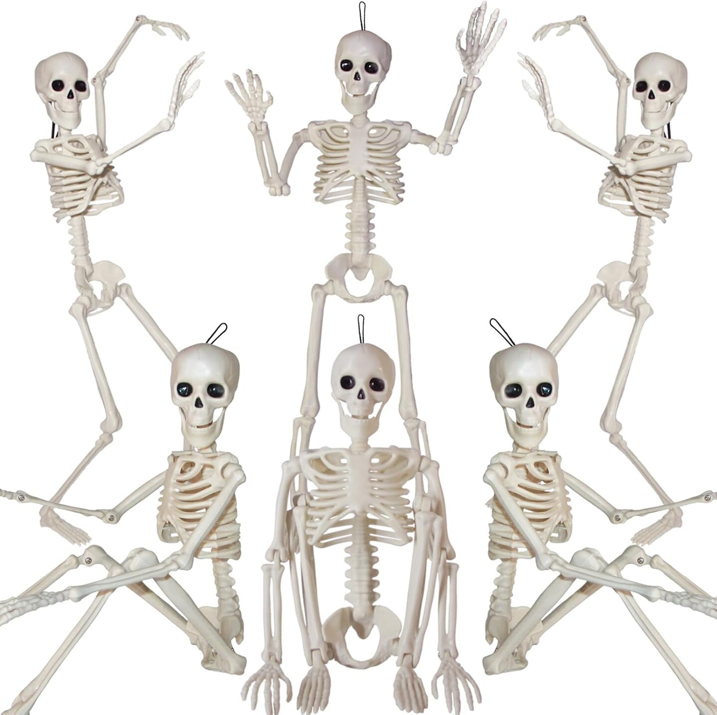6PCS Halloween Skeleton Decorations - 16&#x22; with Movable Joint