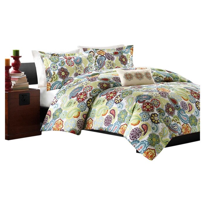 Multi Color Paisley Comforter Set King Size with Pillow Shams