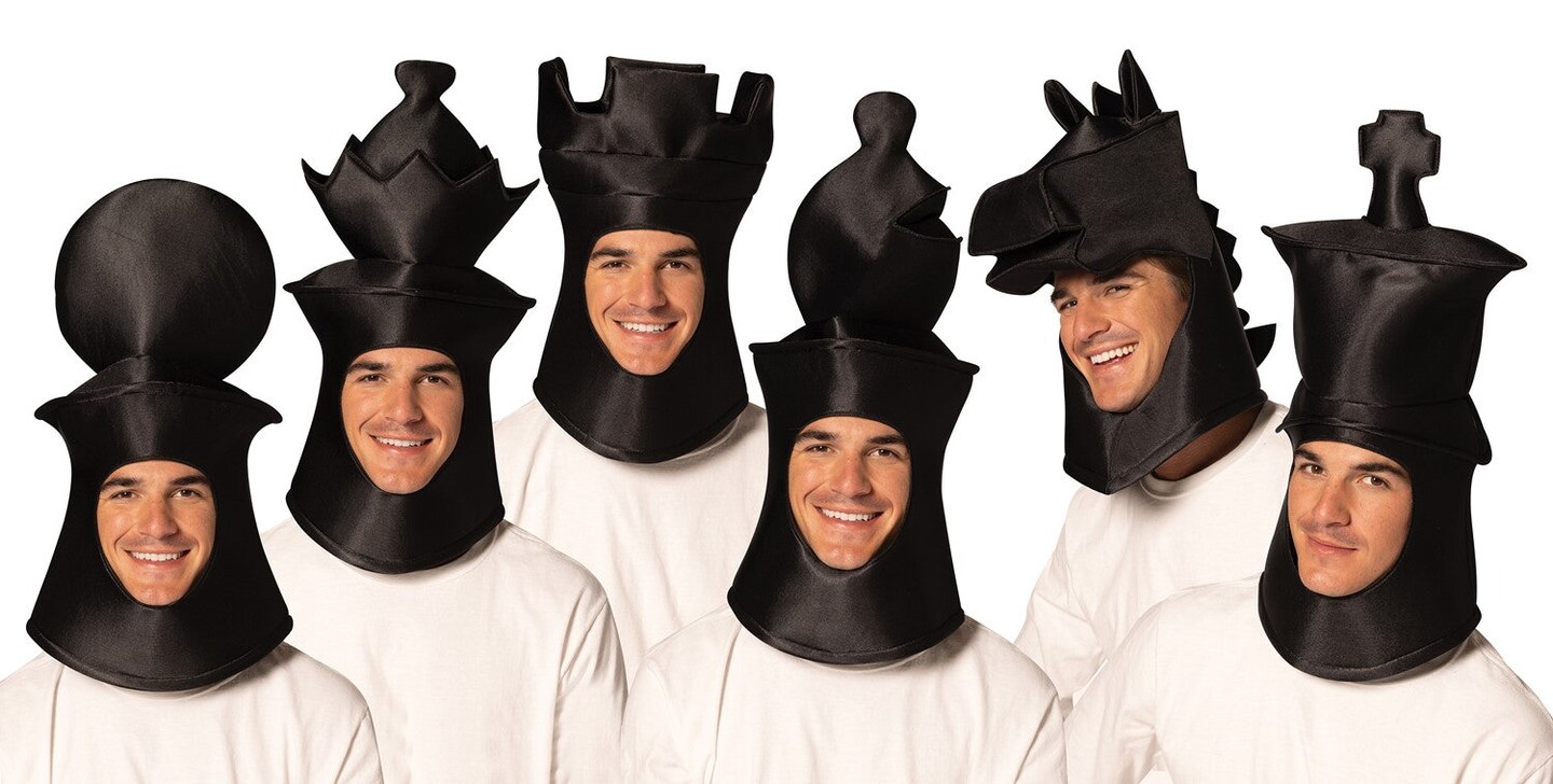Ultimate Deluxe Black 6 Piece Chess Headpieces Costume Bundle, Adult ...