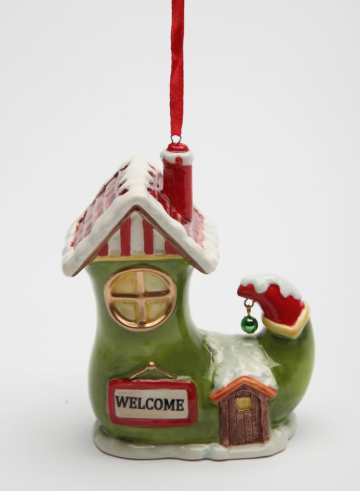 Ceramic Santa&#x27;s Village Shoe House Ornament, Home D&#xE9;cor, Gift for Her, Gift for Mom, Kitchen D&#xE9;cor, Christmas D&#xE9;cor