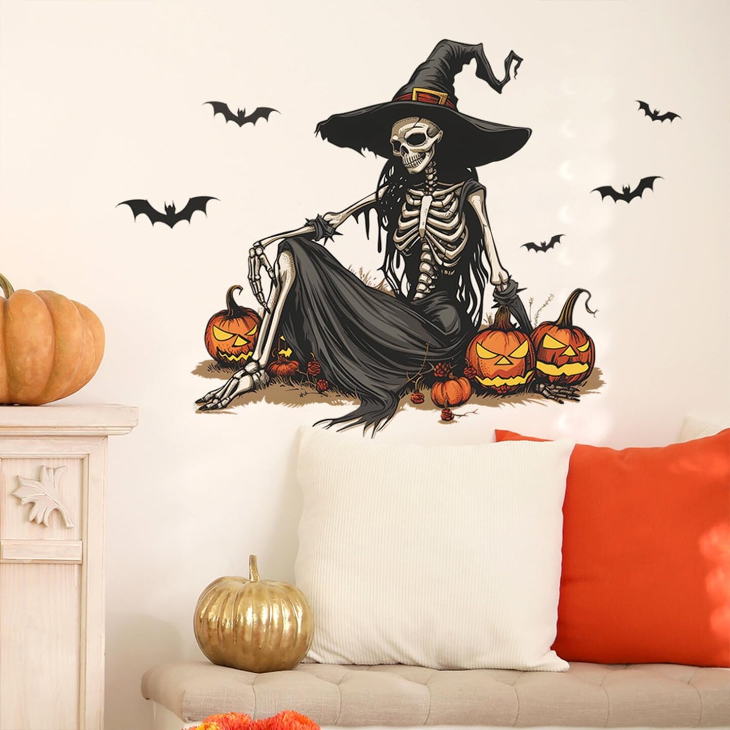 Horror Halloween Witch Skeleton Wall