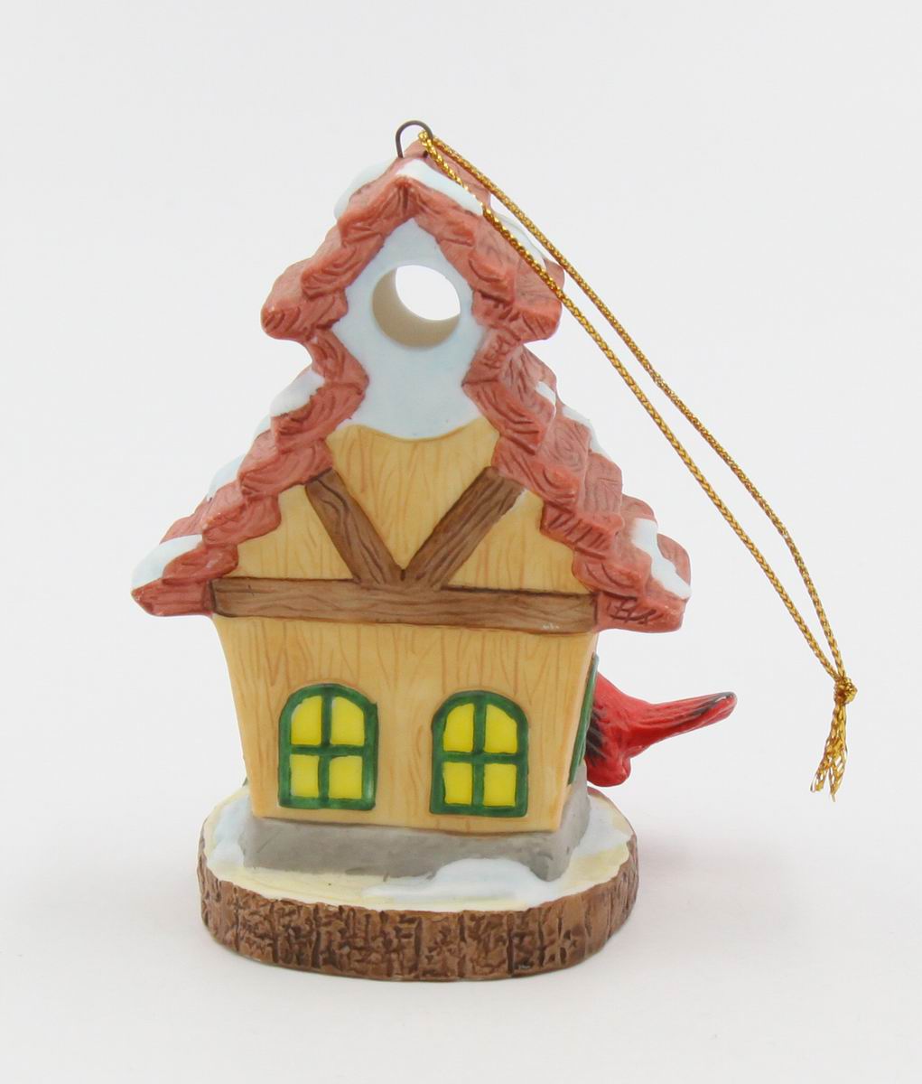 Ceramic Cardinal Bird with Birdhouse Light Cover Ornament, Home Décor, Gift for Her, Mom, Christmas tree Décor