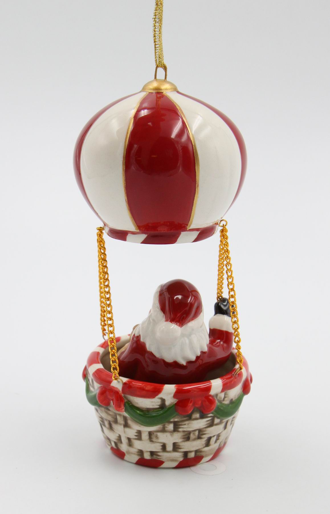 Ceramic Santa in Hot Air Balloon Ornament, Home D&#xE9;cor, Gift for Her, Gift for Mom, Kitchen D&#xE9;cor, Christmas D&#xE9;cor