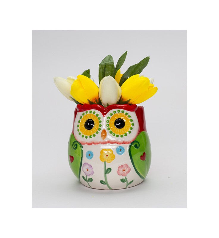 Ceramic Owl Flower Planter (Flowers NOT Included), Gift for Her, Owl Lover Gift
