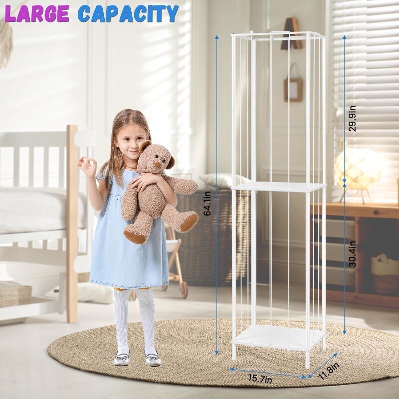 Metal Stuffed Animal Storage Organizer with Elastic Rope - Kids Toy Holder for Plush Toys &#x26; Sports Balls, Space-Saving Design, Sturdy Construction