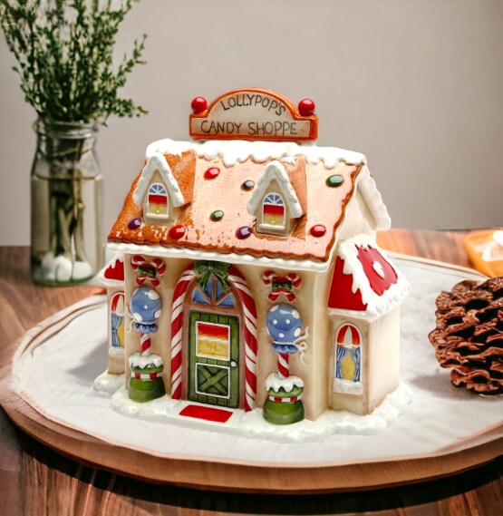 Ceramic Santa's Candy Shop in a Jar, Home Décor, Gift for Her, Gift for Mom, Kitchen Décor, Christmas Décor