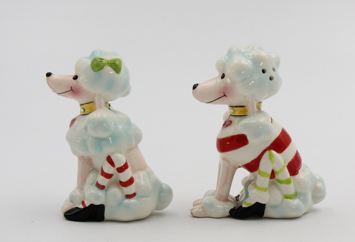 Ceramic Poodle Dogs Christmas Decor Salt and Pepper Shakers, Home D&#xE9;cor, Gift for Her, Mom, Kitchen D&#xE9;cor, Dog Lover Gift, Pet Loss Gift