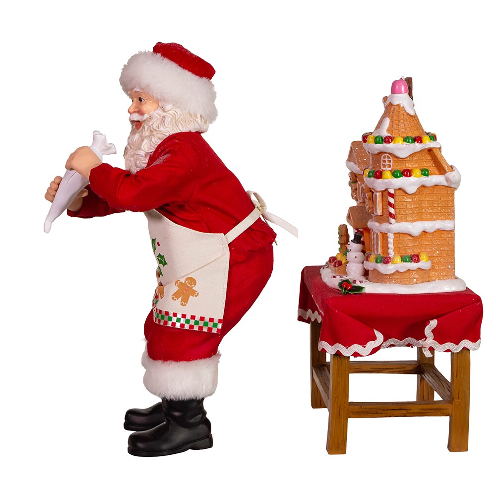 10.5&#x22; Fabrich&#xE9;&#x2122; Battery-Operated Santa With Gingerbread Houses, 2-Piece Set