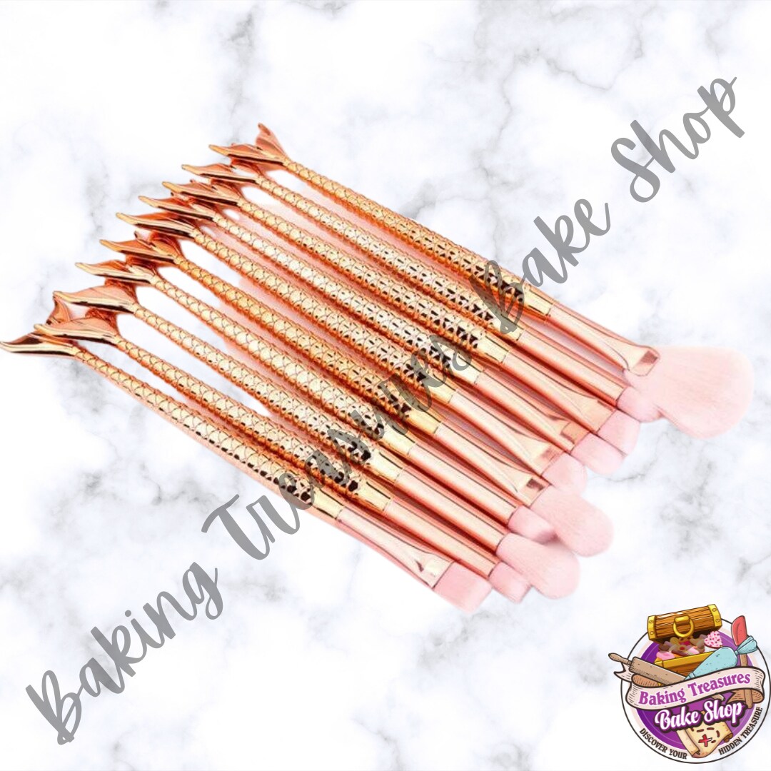 Rose Gold  Mermaid Brushes 10pc