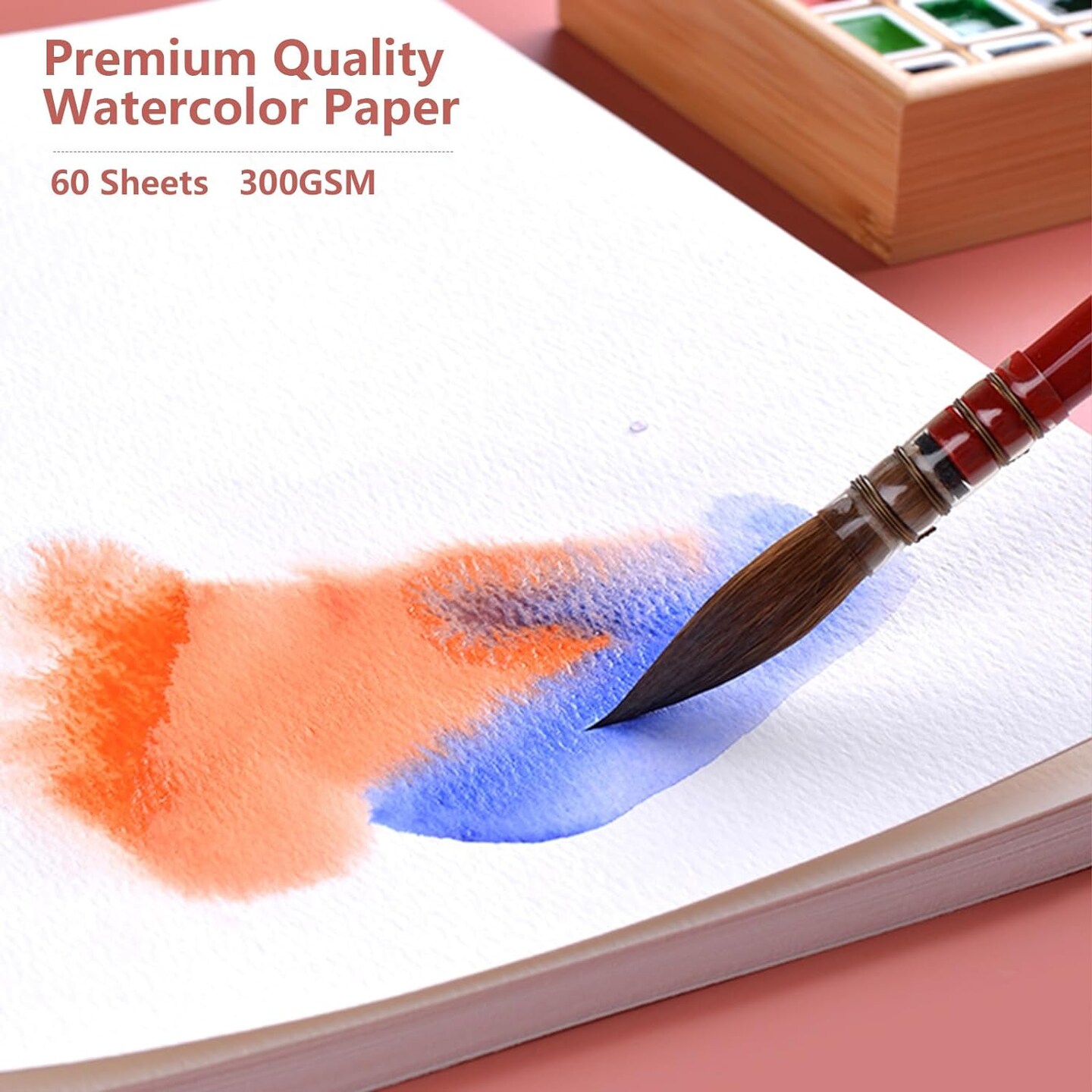 60 Sheets Watercolor Paper, 5 &#xD7; 7 Inch Cold Press 300GSM/140LB Water Color Paper Bulk for Kids, Children, and Adults, Small Off-White Watercolor Drawing Paint Paper for Art Supplies