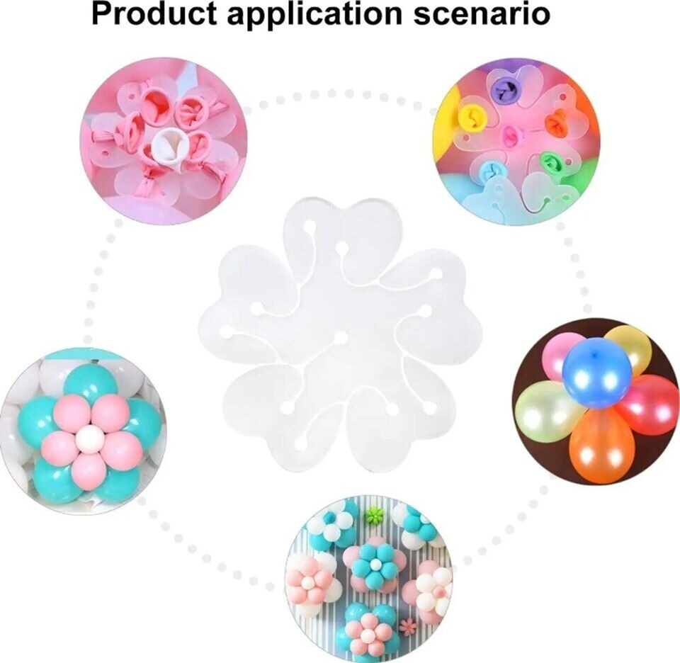 50-Pack Flower Shape Balloon Clips for Weddings &#x26; Parties, Portable Holder Decor