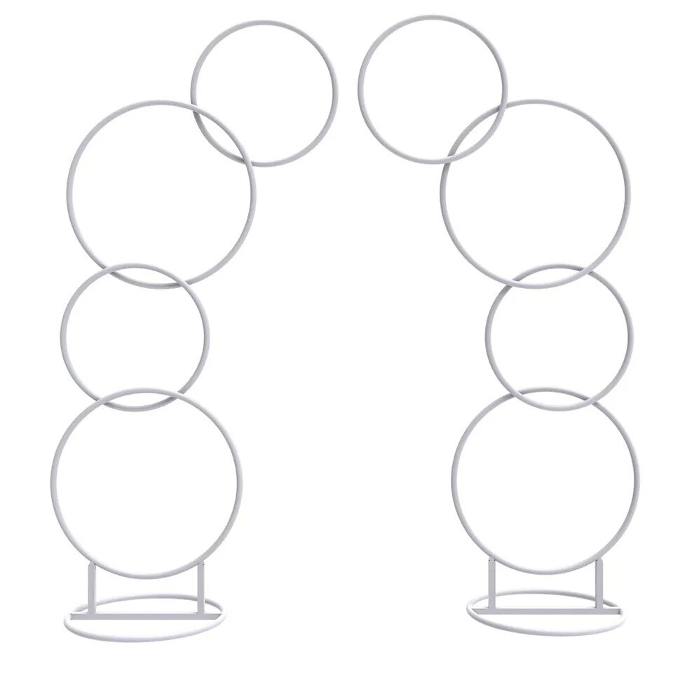 2x Detachable Tall Metal Balloon Arch Kit Wedding Backdrop Stand 8 Circle Frames