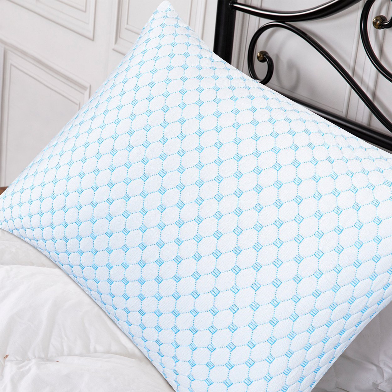 Bibb Home Cooling Shredded Memory Foam Pillow Removable Cover Standard King