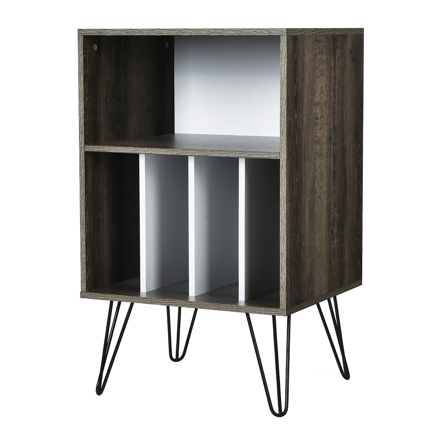 Costway Record Player Stand Turntable Stand Display Shelf Media Storage Cabinet Walnut