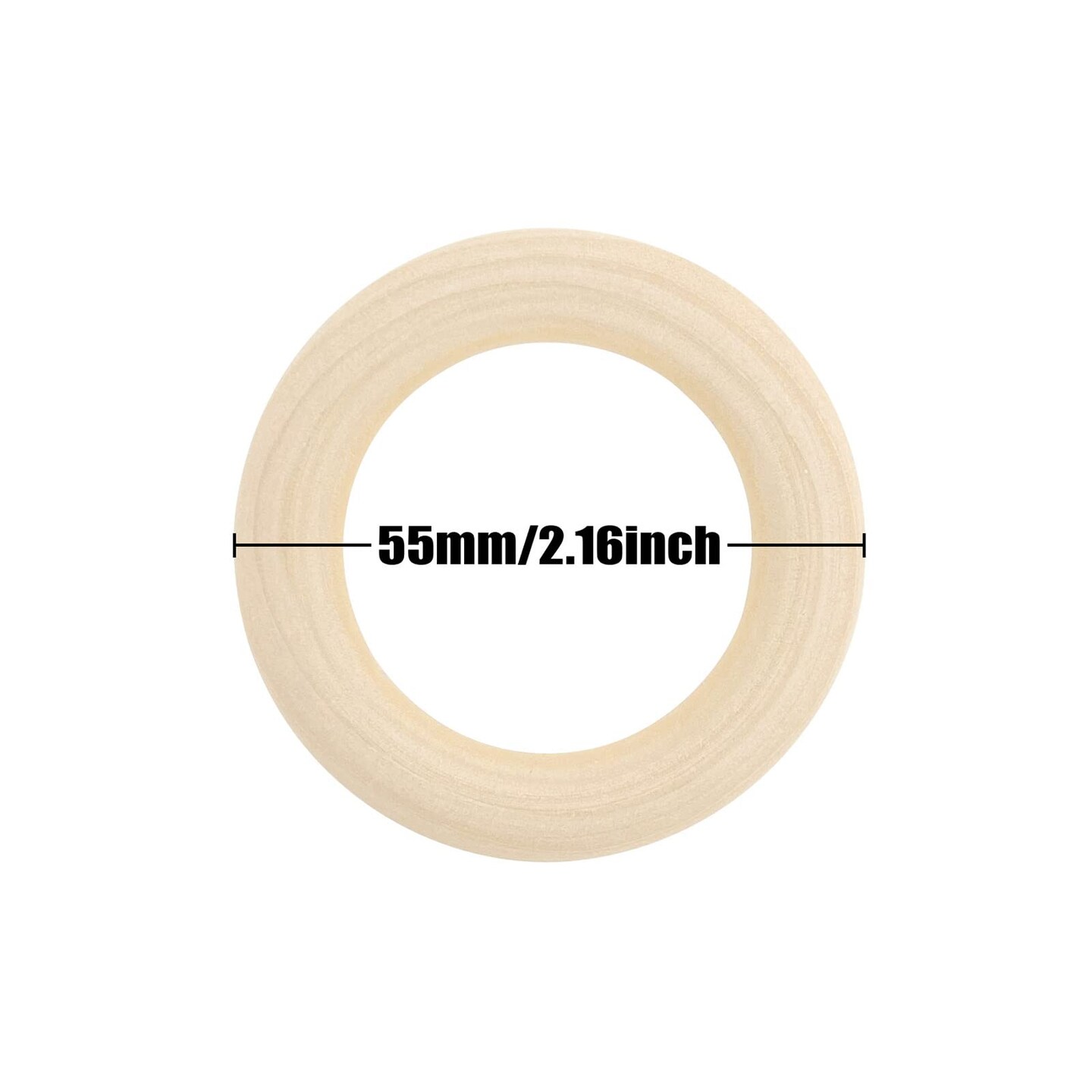 20 Pieces Natural Wood Rings for Crafts, Macrame Rings for DIY, Wooden Rings Without Paint, Pendant Connectors 55mm/2.2inch