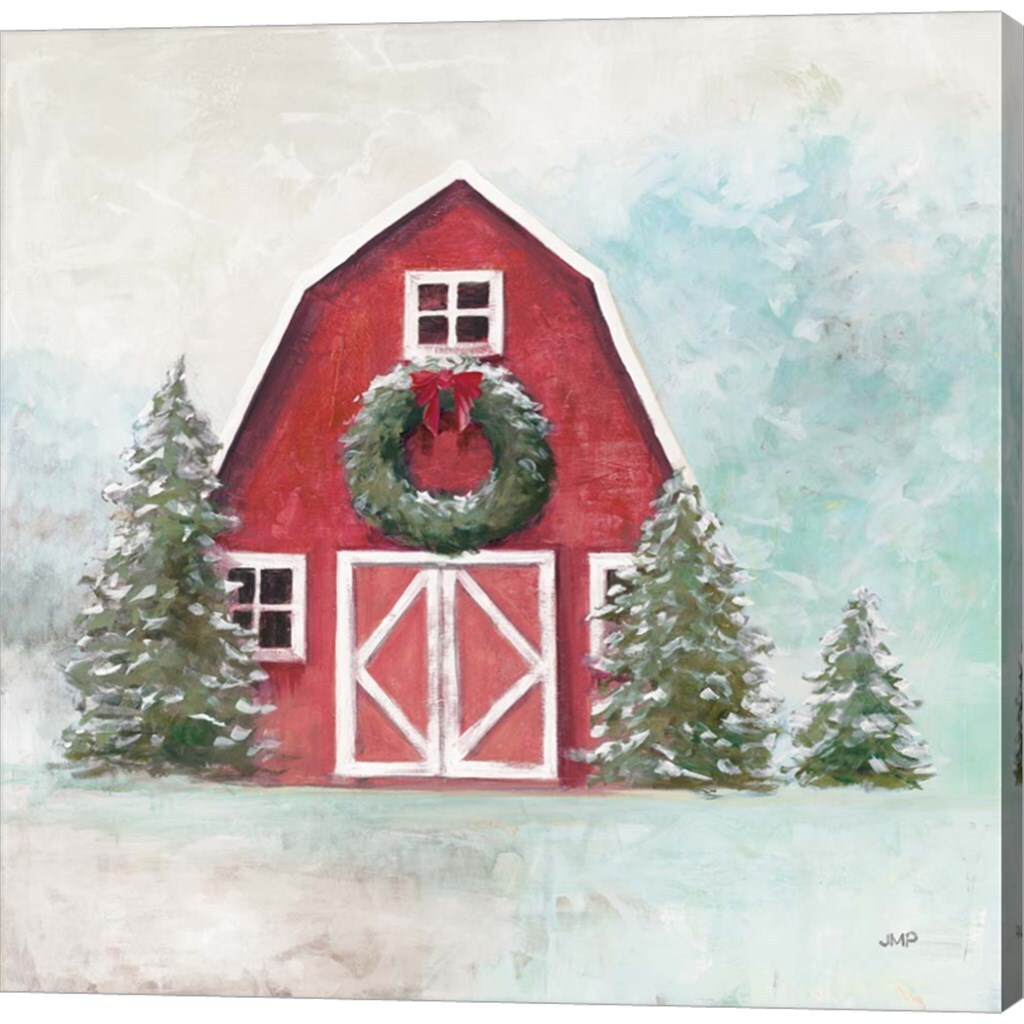December Barn Blue Sky by Julia Purinton 12&#x22; x 12&#x22; Canvas Wall Art