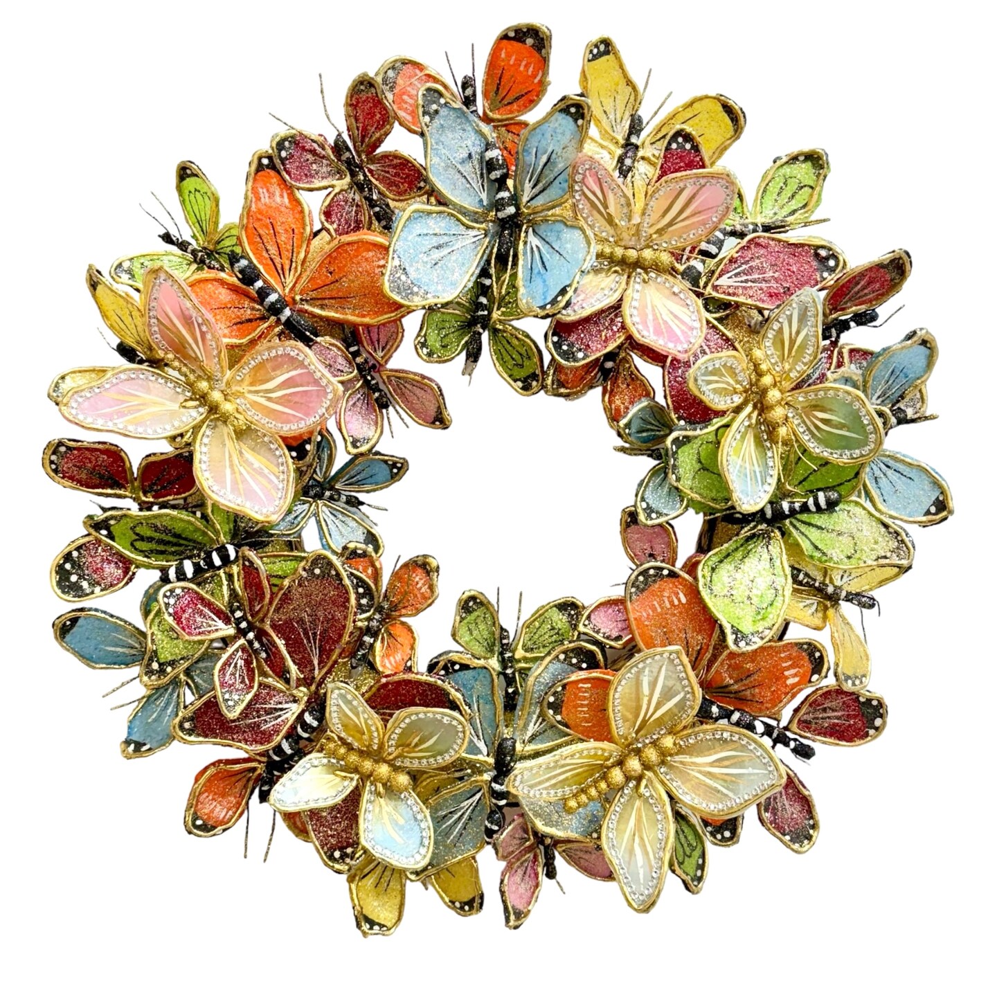 22" Capiz Butterfly Wreath – Handmade Spring & Easter Decor, Christmas gift - Holiday Tree
