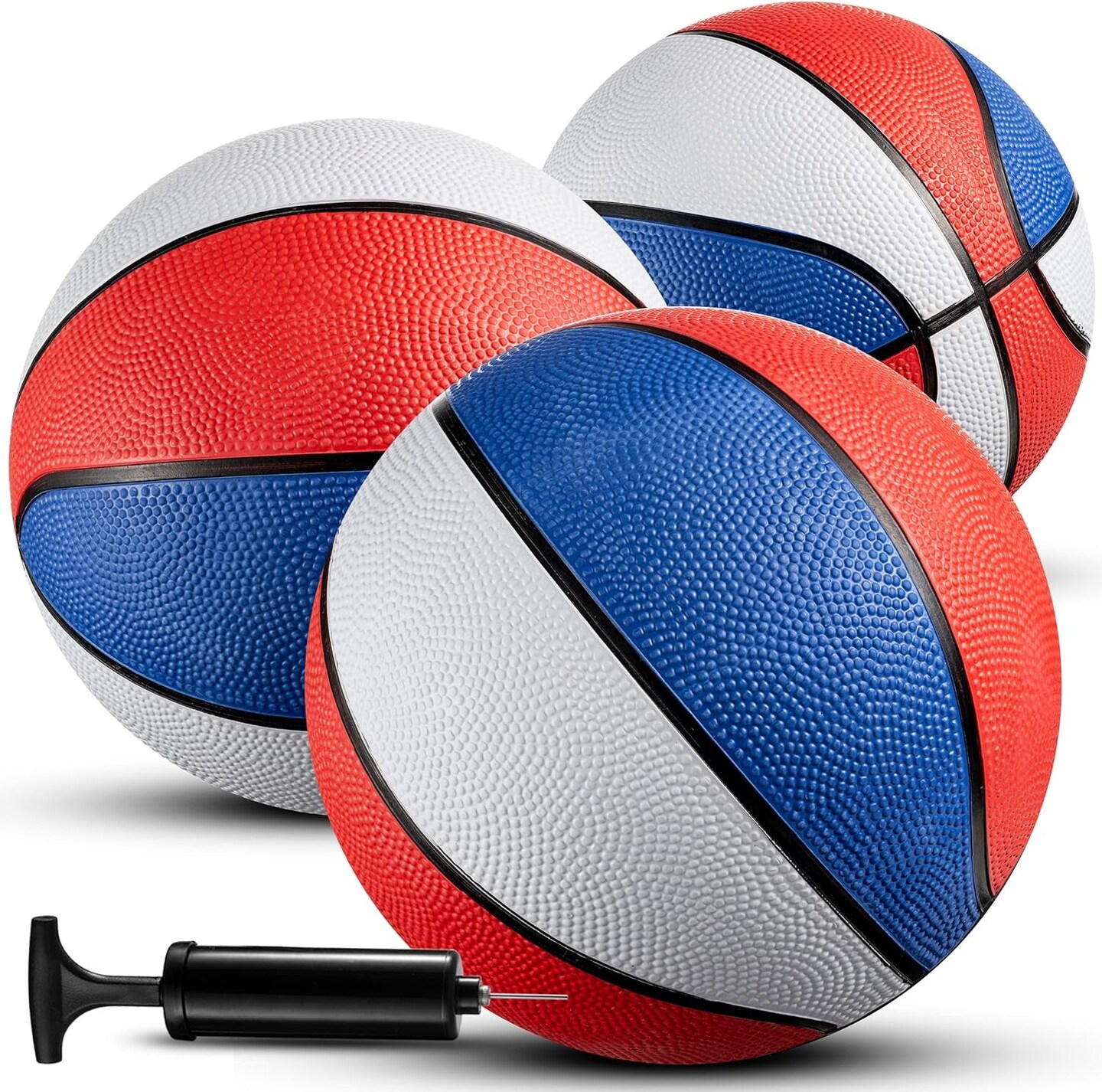 Mini Basketballs - (7 Inch, Size 3) Pack of 3 - Mini Hoop Basketball Set for Indoor, Outdoor, Pool Parties, Small Hoops Basketball Game Party Favors for Kids Patriotic Red, White and Blue Colors