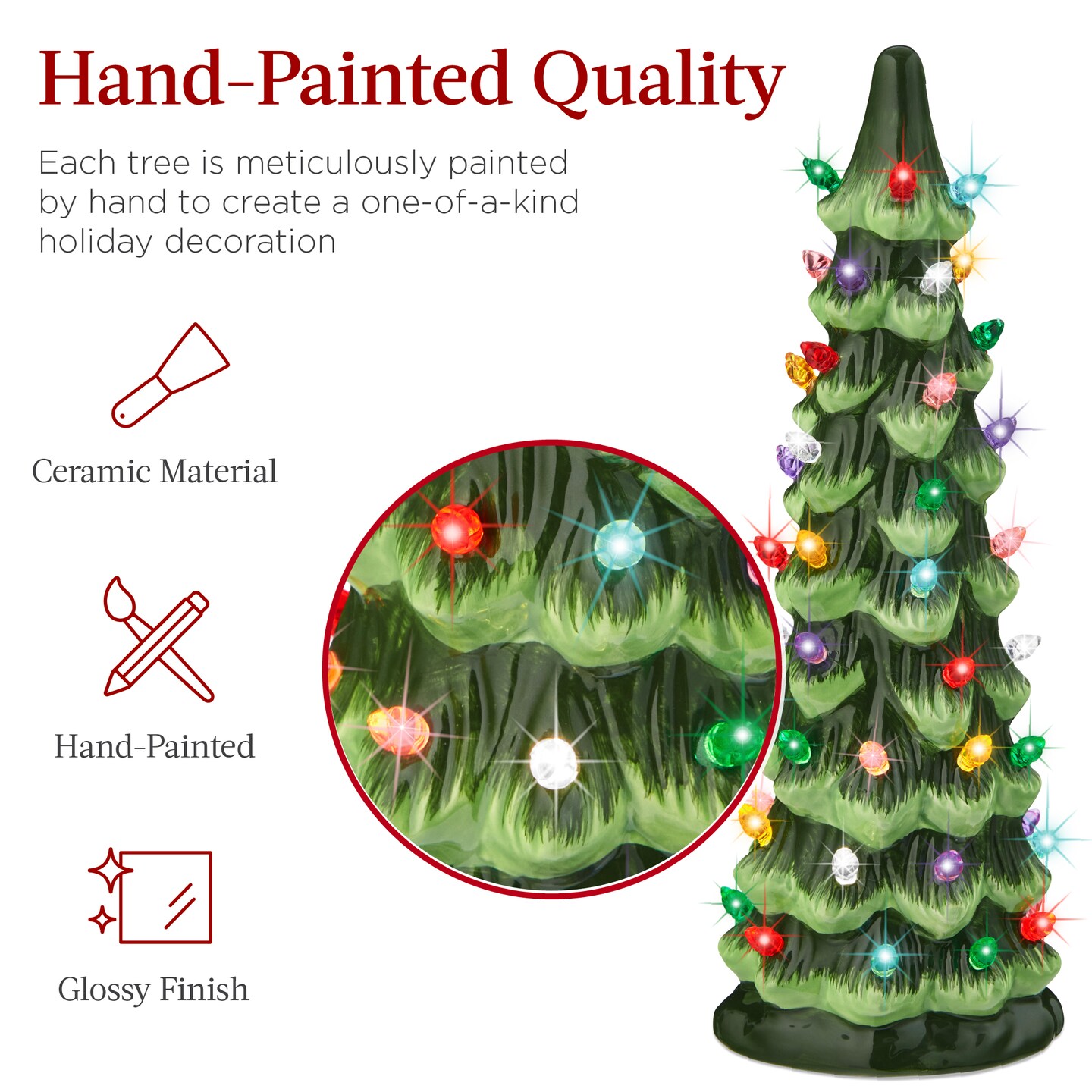 Best Choice Products Set of 3 Pre-Lit Hand-Painted Ceramic Tabletop Christmas Trees