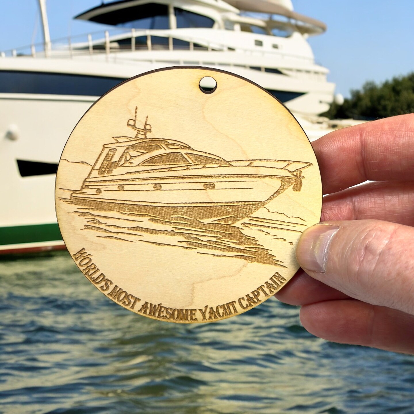Ornament - World&#x27;s Most Awesome Yacht Captain Raw Wood