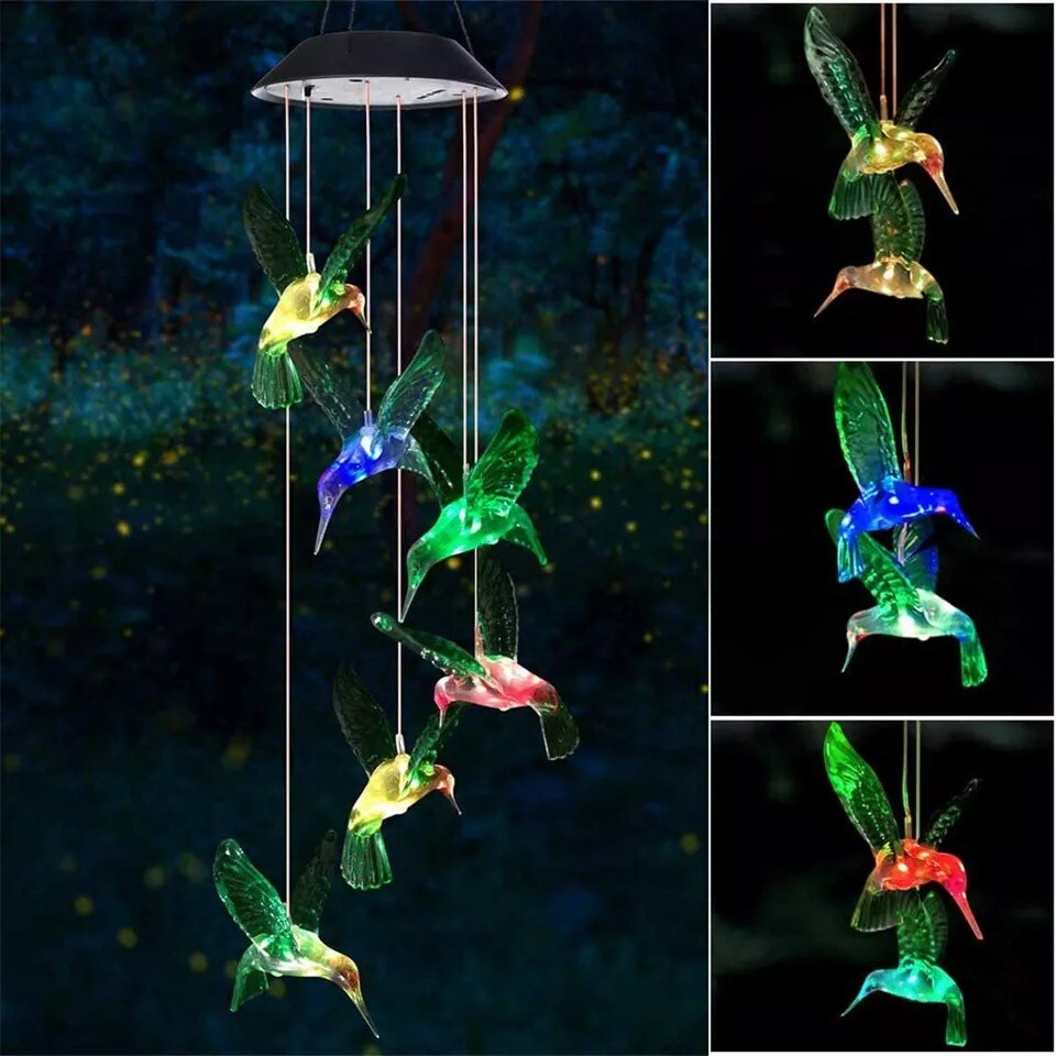 colorful Hummingbird Solar Gift Light Color Changing LED Garden Hanging Light